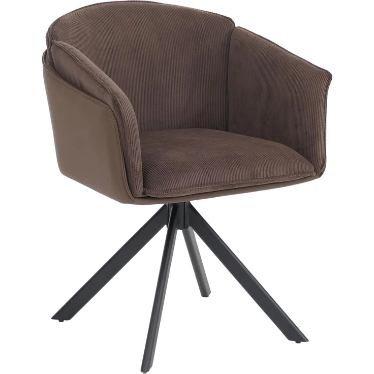 2er-Set Esszimmerstuhl HWC-R24, Küchenstuhl, drehbar Metall Kunstleder Stoff/Textil Cord ~ dunkelbraun – Bild 7