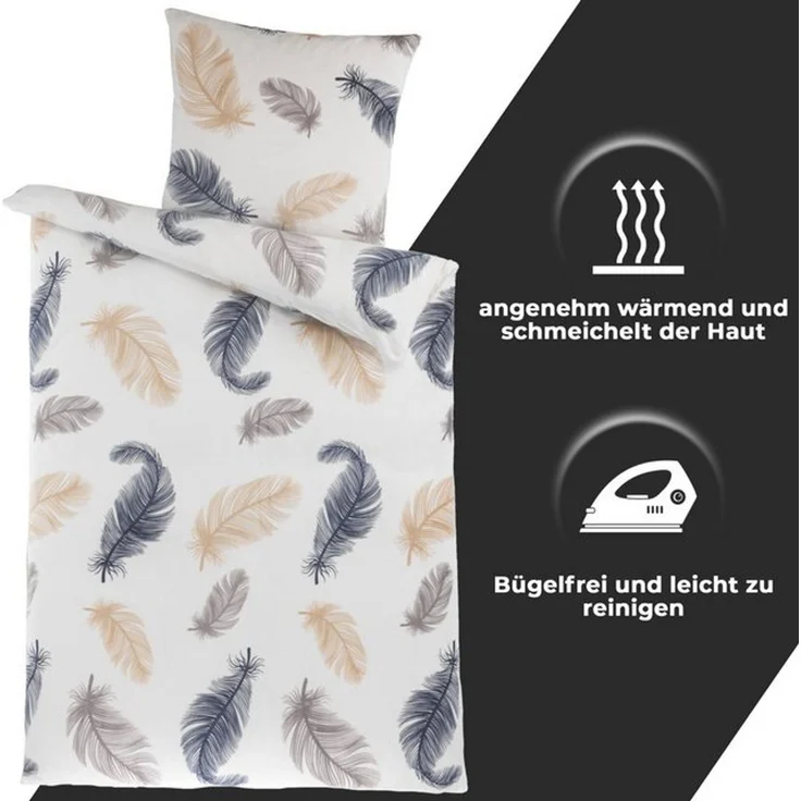 Malika Bettwäsche 135x200 + 80x80 cm Cashmere Touch Bettwäsche, atmungsaktiv, Mikrofaser, 2 teilig, Für Allergiker geeignet, pflegeleicht, angenehm weicher Stoff – Bild 4