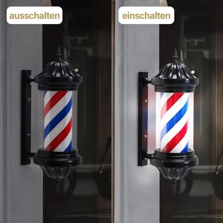 BarberPub Barber Pole Barbierstab, Barbershop Friseurstange mit LED Leucht Salon Einrichtung, Drehbar Stange Friseursalon, Rot Weiß Blau Salon Säule, 70CM Barbier Stange Licht, Energie Sparen L054BC – Bild 7