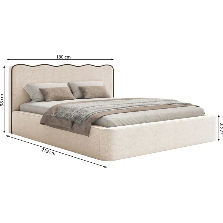 Selsey 'Duney' Polsterbett mit Bettkasten, Strukturstoff, hellbeige, 160x200 – Bild 5