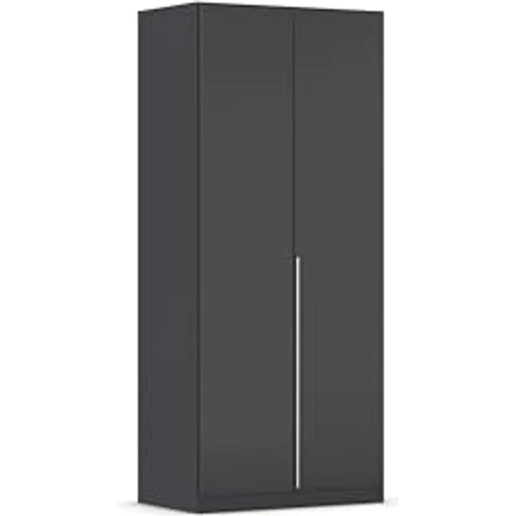 Rauch Möbel Alabama, Kleiderschrank für Schlafzimmer, Kinderzimmer, Wohnzimmer, Garderobe, Flur, 2-türig, mit Zubehör Basic, Farbe Grau metallic, Schwarz, Breite 91 cm – Bild 1