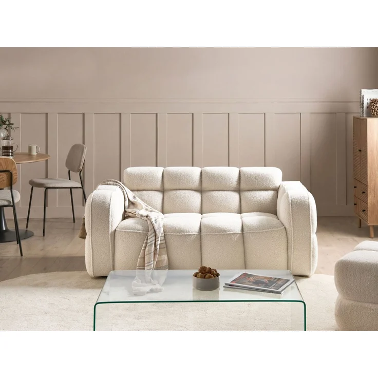 Sofa 2-Sitzer UTANA Bouclé Cremeweiß – Bild 3