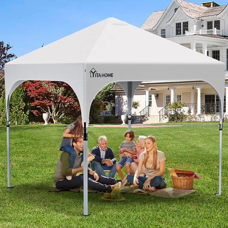 YITAHOME 3X3Meter Wasserdichter Pavillon Faltpavillon mit Seitenteilen, Faltbarer Pop up Pavillon Höhenverstellbar Gartenpavillon Anti-UV für Partys, Camping, Märkte und Festival, Weiß – Bild 7