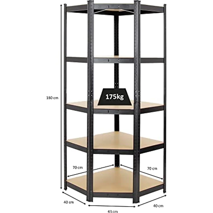 PROREGAL Eckregal Ragnar 1x: 180 x 70 x 40 cm Grau Fachlast 175kg, Kellerregal, Steckregal, Garagenregal, Lagerregal – Bild 3