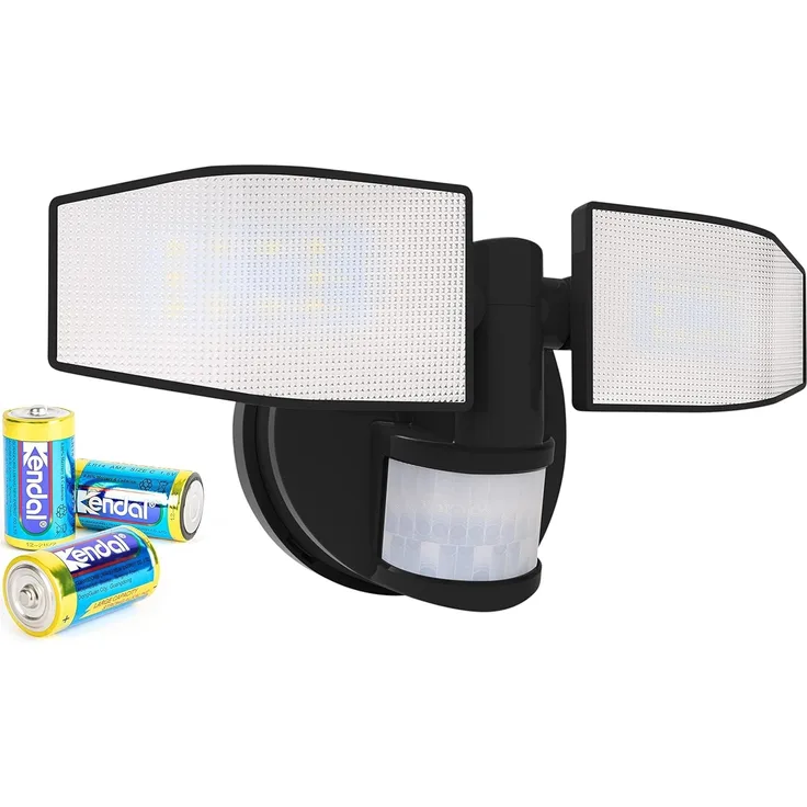 Northpoint LED Wandstrahler Bewegungsmelder 2 Fluter-Köpfe Schwenkbar Batterie 400L