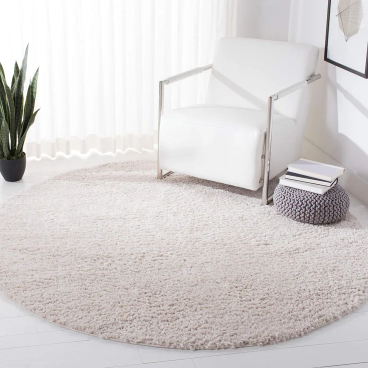 SAFAVIEH Zottelig Teppich für Wohnzimmer, Esszimmer, Schlafzimmer - August Shag Collection, Kurzer Flor, Beige, 101 X 159 cm