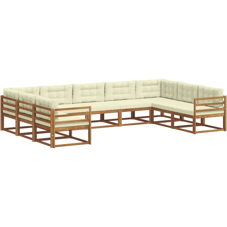 vidaXL Outdoor-Sofagarnitur 9 stk. 9-Sitzer Natur und Creme 3368153 – Bild 2