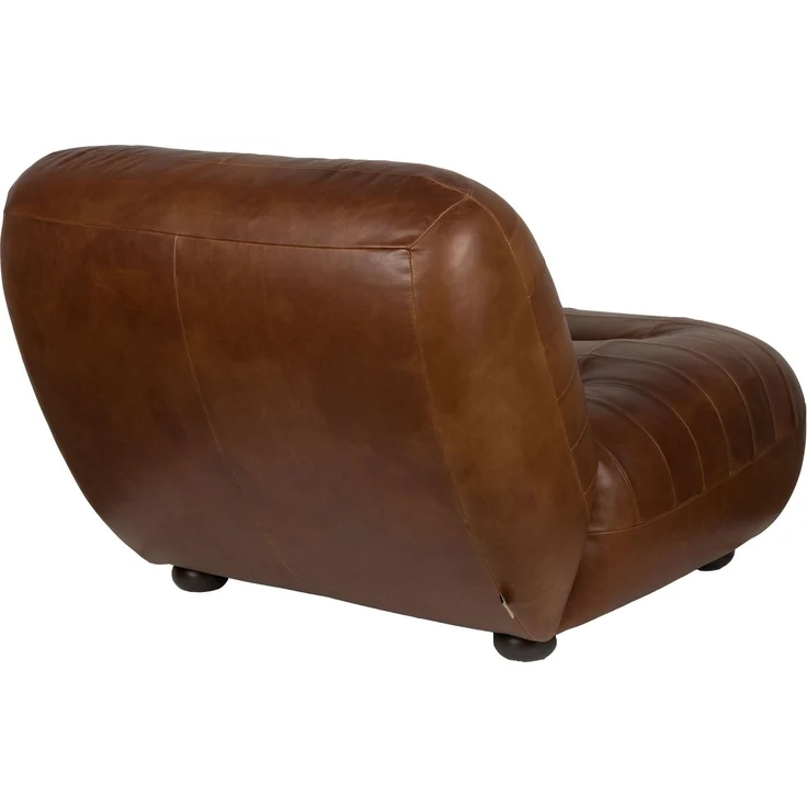 DutchBone Loungesessel Wyatt aus Leder in Schokobraun mit runden Holzbeinen Braun 87x101x70,5 cm – Bild 5
