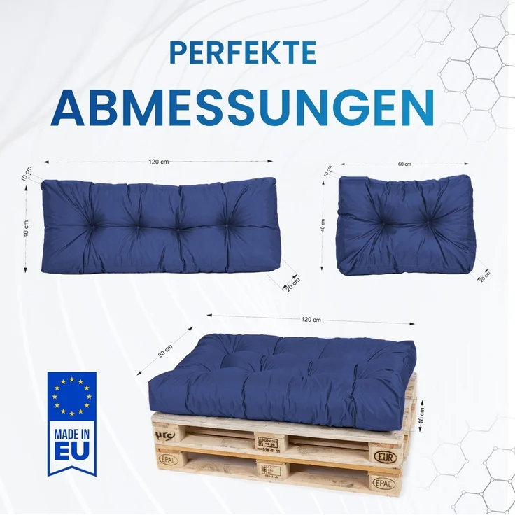 TexDeko Palettenkissen TexDeko Garden Seitenkissen (NUR Seitenkissen) wasserabweisend, Premium-Qualität, gesteppt (60x40x20/10cm)