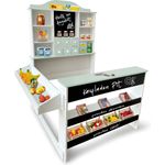 Coemo Kaufladen Pit Farbe Grün aus Holz mit Preisschildern 96x93x120 cm