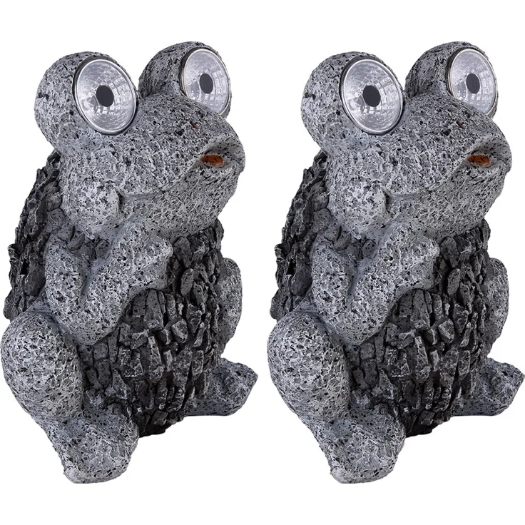 2er Set LED Solarleuchte, Frosch, grau, Höhe 21 cm – Bild 1