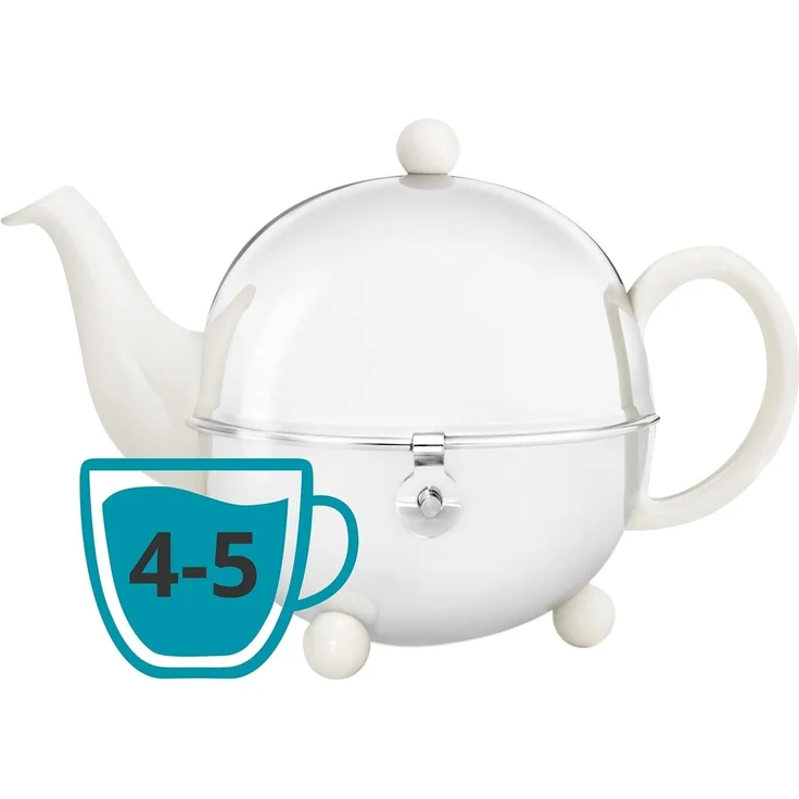 Bredemeijer Kanne Bredemeijer Keramik-Teekanne mit Edelstahlmantel Cosy® 0,9L crèmeweiβ, 900 l, (Packung) – Bild 4