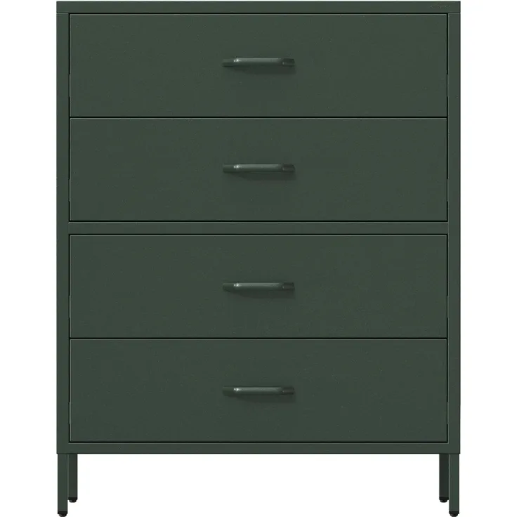 Jan Nowak Metall Kommode mit Schubladen - Carla | Komodenschrank für Schlafzimmer, Wohnzimmer, Kinderzimmer | Industrial Loft Style | Schubladenkommode Glitzernd | 80 x 101,5 x 40 cm | Flaschengrün