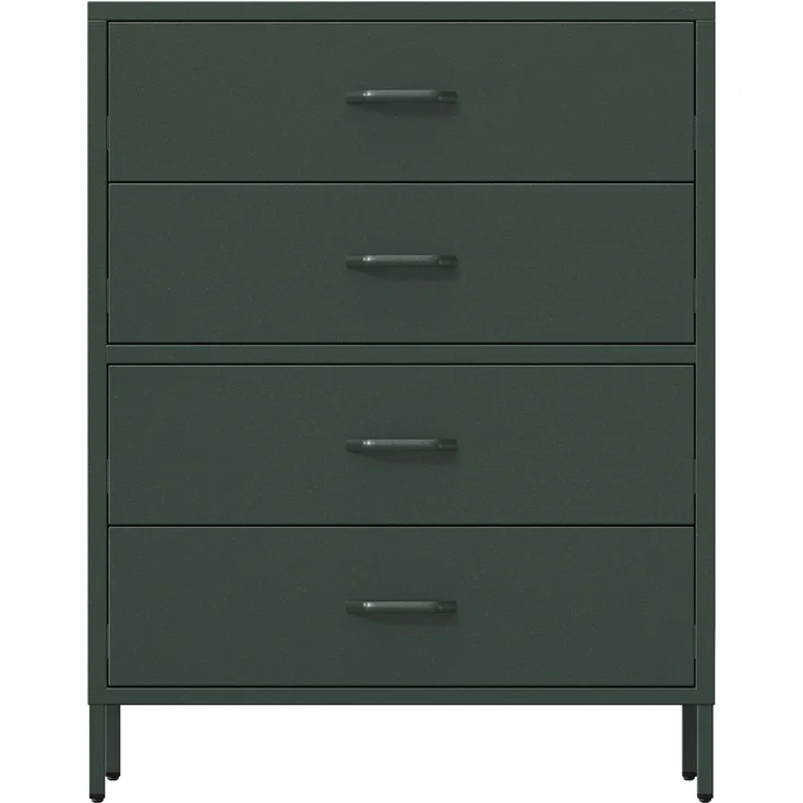 Jan Nowak Metall Kommode mit Schubladen - Carla | Komodenschrank für Schlafzimmer, Wohnzimmer, Kinderzimmer | Industrial Loft Style | Schubladenkommode Glitzernd | 80 x 101,5 x 40 cm | Flaschengrün – Bild 1