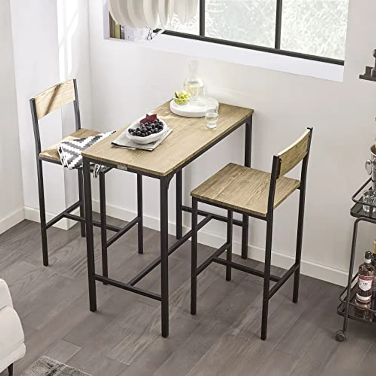 SoBuy Bartisch OGT03, Bartisch Set 3-teilig Esstisch Bistrotisch Balkonmöbel Bistromöbel – Bild 5