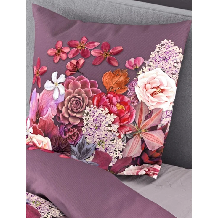 JACK Wendebettwäsche 135x200cm Digitaldruck Blumen Blüten Lila, Mako-Satin, 2 teilig, seidiger Glanz, elegantes Motiv in Violett – Bild 3