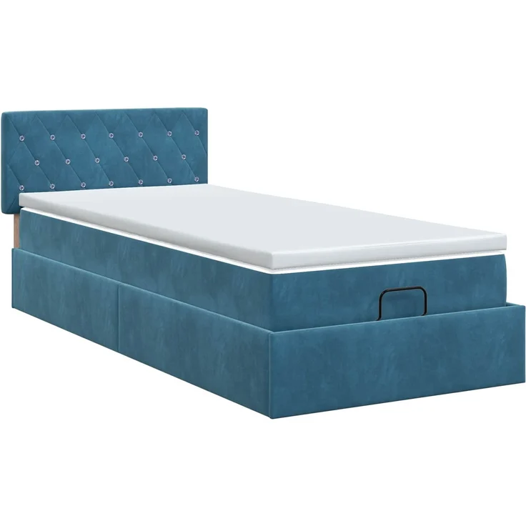 vidaXL Ottoman Bett mit Matratze Dunkelblau 80 x 200 cm Samt 3457615 – Bild 8