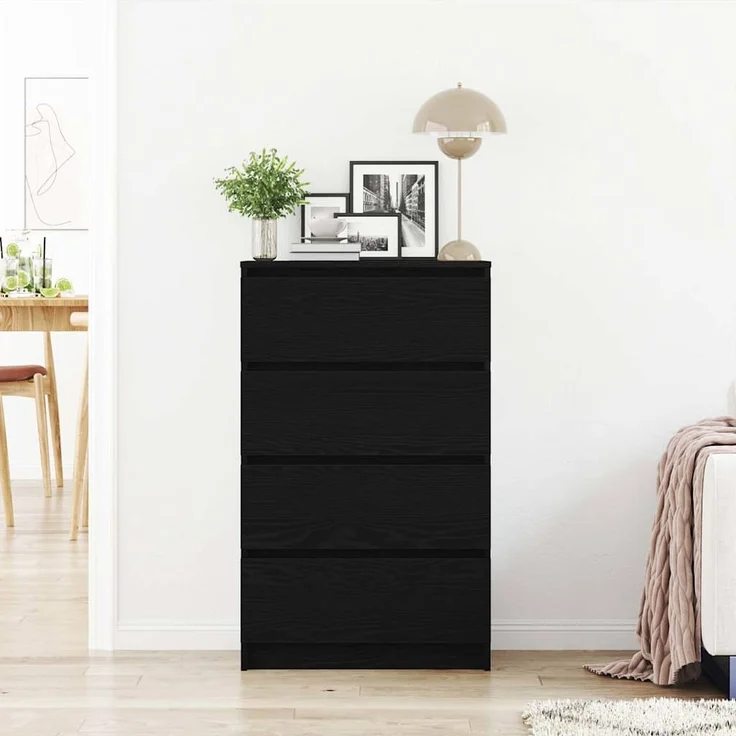 vidaXL Sideboard Schwarz Eichen-Optik 60x35x98,5 cm Holzwerkstoff 861992 – Bild 2