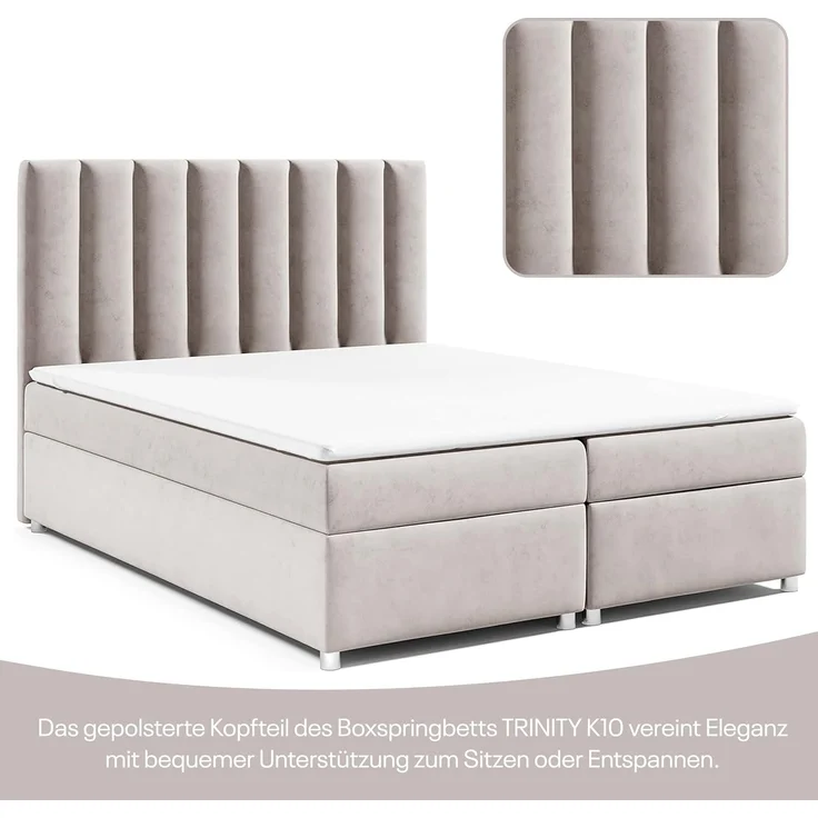 Best for Home Boxspringbett mit Bettkasten Trinity K-10 Bonellfederkern inkl. 7 cm Topper (Bonell-Matratze, gepolstertes Kopfteil, Doppelbett versch. Größen, 140x200 160x200 180x200 200x200 cm), Handwerksqualität, TOP Preis-Leistungs-Verhältnis – Bild 4