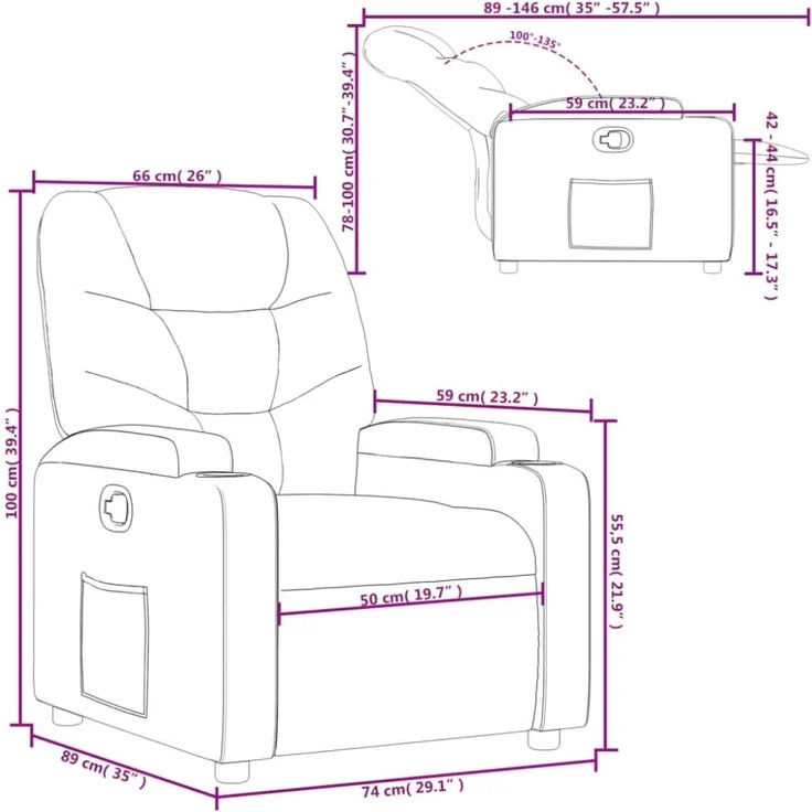 vidaXL Relaxsessel Braun Stoff 372445 – Bild 5