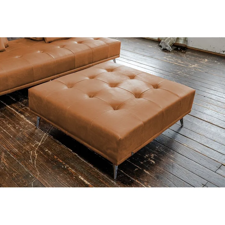 KAWOLA Hocker WIOLO Leder cognac 42 x 110 x 110 cm