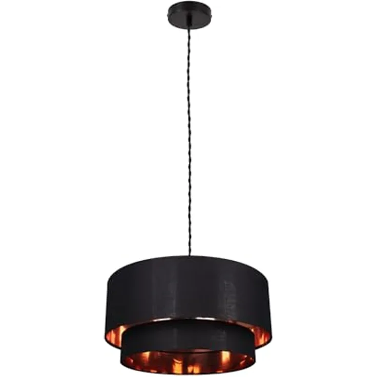 LEDKIA LIGHTING Reflect Duo Hängeleuchte, Verstellbare Länge, E27 Fassung, Schwarz, Textil