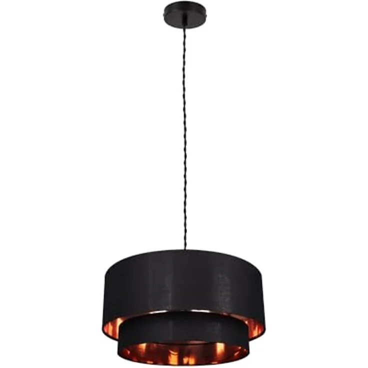 LEDKIA LIGHTING Reflect Duo Hängeleuchte, Verstellbare Länge, E27 Fassung, Schwarz, Textil – Bild 1