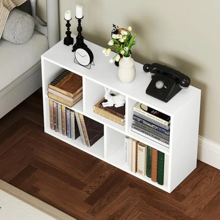 HOMCOM Bücherregal modernes Standregal mit 5 offenen Ablagefächern, freistehendes Ausstellungsregal 1-tlg, 50 x 24 x 80 cm, Weiß – Bild 9