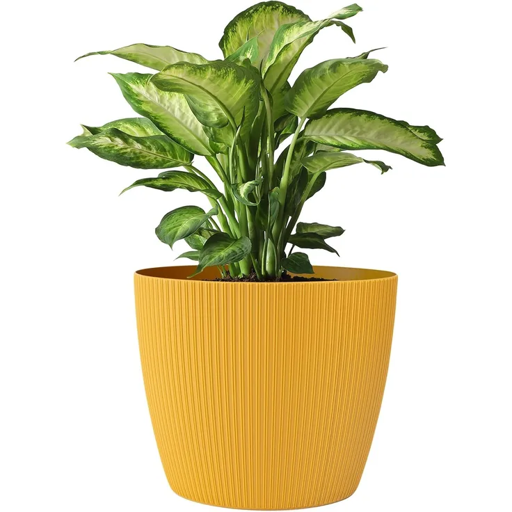 KONZEPT Blumentopf 5,2 l, gerillte Struktur 22 cm, Übertöpfe für Zimmerpflanzen, ideal für Wohnzimmer, Küche und Balkon