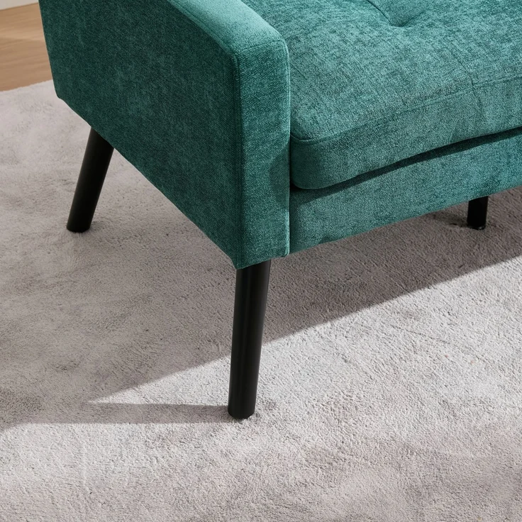 LVHOM 2-Sitzer Sofa aus Leinenstoff mit Knopfsteppung, Loveseat mit hochdichter Schaumstoffpolsterung und Massivholzbeinen, Stoffsofa für Wohnzimmer & Büro, bis 260kg, Grün – Bild 4