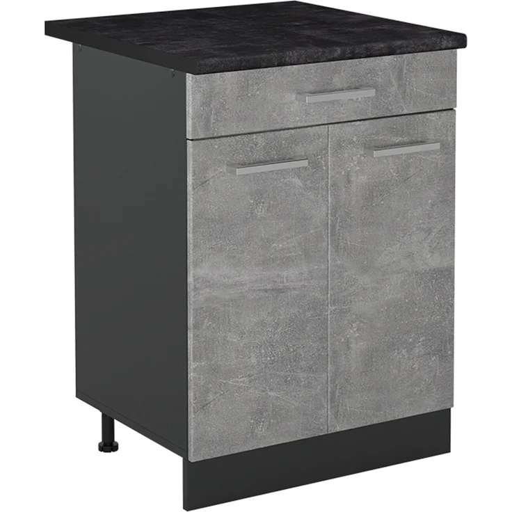 Küchenunterschrank R-Line Beton/Anthrazit 60 cm mit Schublade Arbeitsplatte Anthrazit Vicco – Bild 1