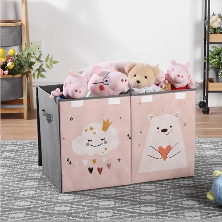 Navaris Aufbewahrungsbox Kinder Aufbewahrungsbox groß - Spielzeug Aufbewahrung - Box pink (1 St) – Bild 3