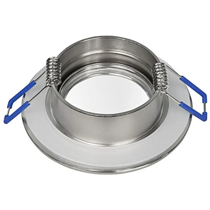 McShine Einbaurahmen DL-54, Rund IP44, Clip-Verschluss, für GU10 und MR16 LED/Halogen, Edelstahl gebürstet, feuchtraumgeeignet für Badezimmer, Küche, Außenbereich – Bild 3