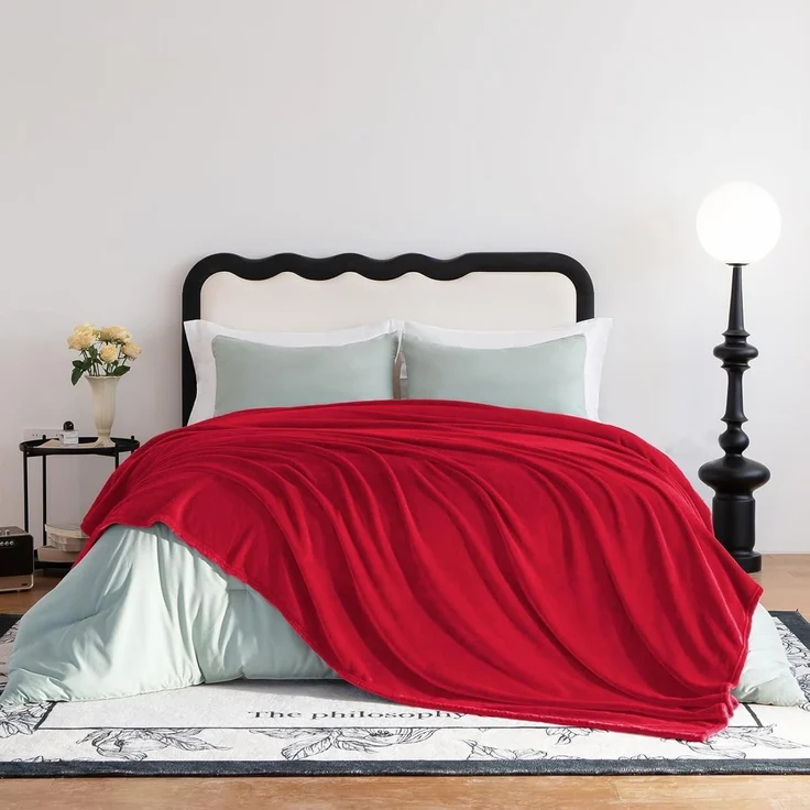 Kuscheldecke 230x270cm flauschig Fleecedecke Sofa rot 270 x 230 cm Rot – Bild 6