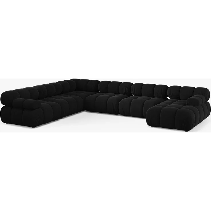 Micadoni Modulares Panorama Ecksofa Bellis 8-Sitzer Samt Bluvel Schwarz Links – Bild 1