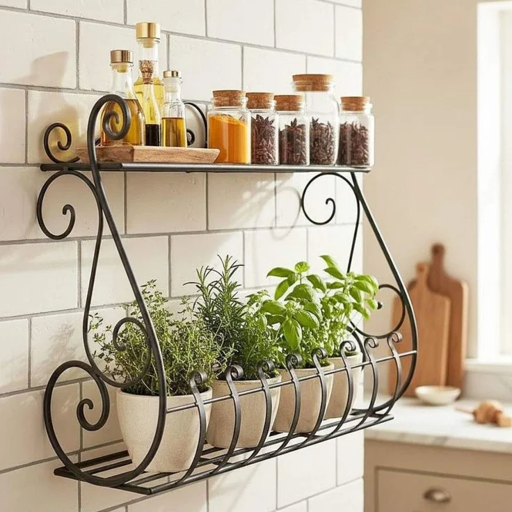 DanDiBo Kräuterregal Kücheregal Balkonregal Wand Metall Schwarz Sebino 50 cm Wandregal Blumenregal Pflanzenhalter Wandblumenhalter Küche Balkon – Bild 1