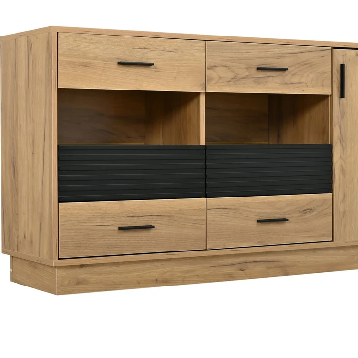 DESVIAE Sideboard Eiche aus MDF – 140x70x35 cm – 6 Schubladen, 1 Tür – Bild 9