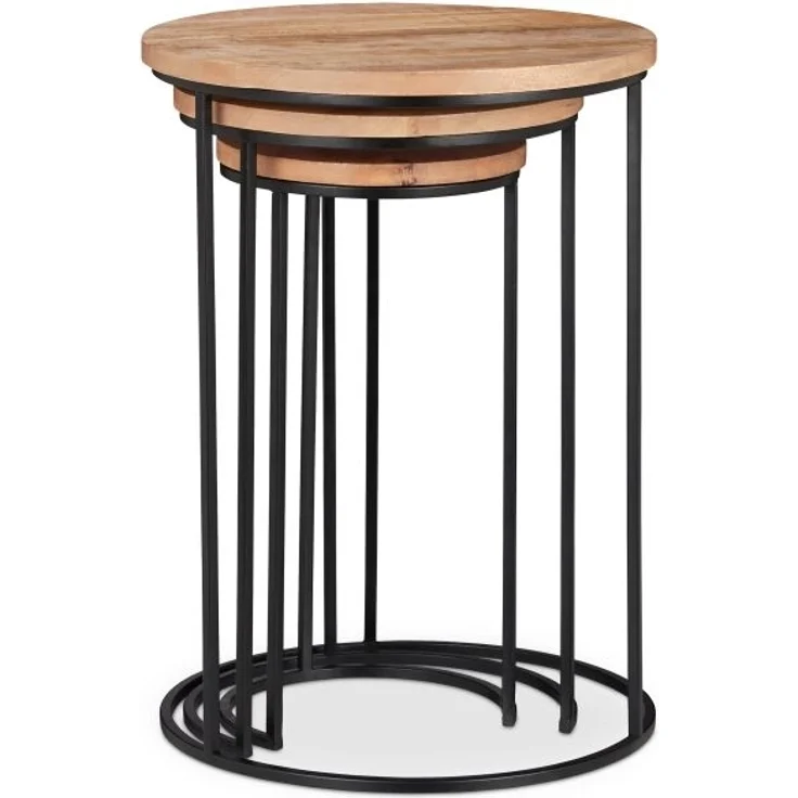 Beistelltisch 3er Set Mangoholz – Bild 6