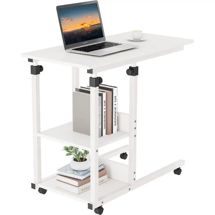 Dripex Beistelltisch Schreibtisch mit Rollen Computertisch Höhenverstellbar Laptoptisch