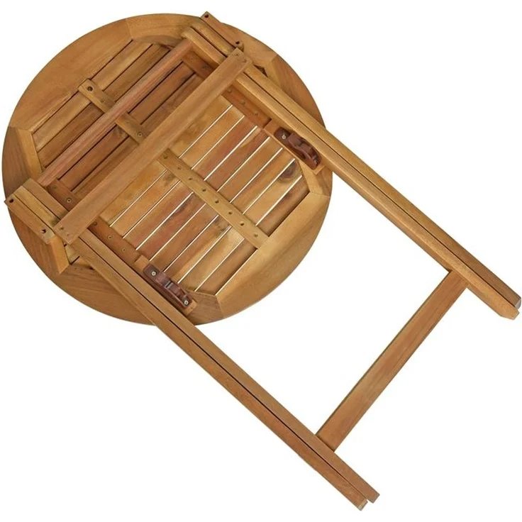 Balkontisch Klapptisch Holztisch Ø 57 cm Rund Gartentisch Tisch Akazie 72,5 cm – Bild 6