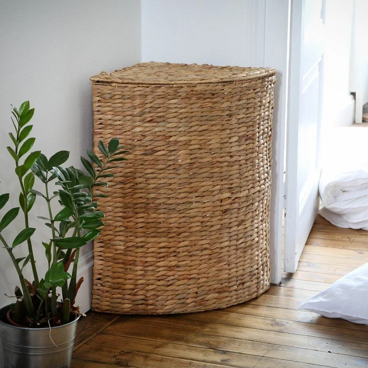 Casâme Eck-Wäschekorb aus Wasserhyazinthe - H66 cm - Helles Holz – Bild 2