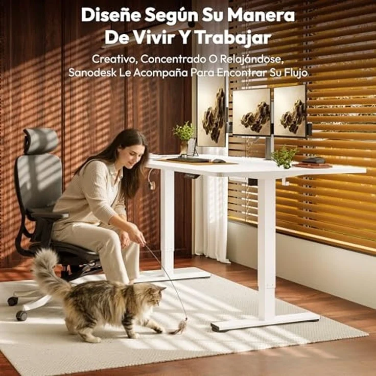 SANODESK Höhenverstellbarer Schreibtisch 180x80 cm Schreibtisch Höhenverstellbar Elektrisch Ergonomischer Steh-Sitz Tisch Computertisch für Heimbüro Homeoffice(weiß) – Bild 2