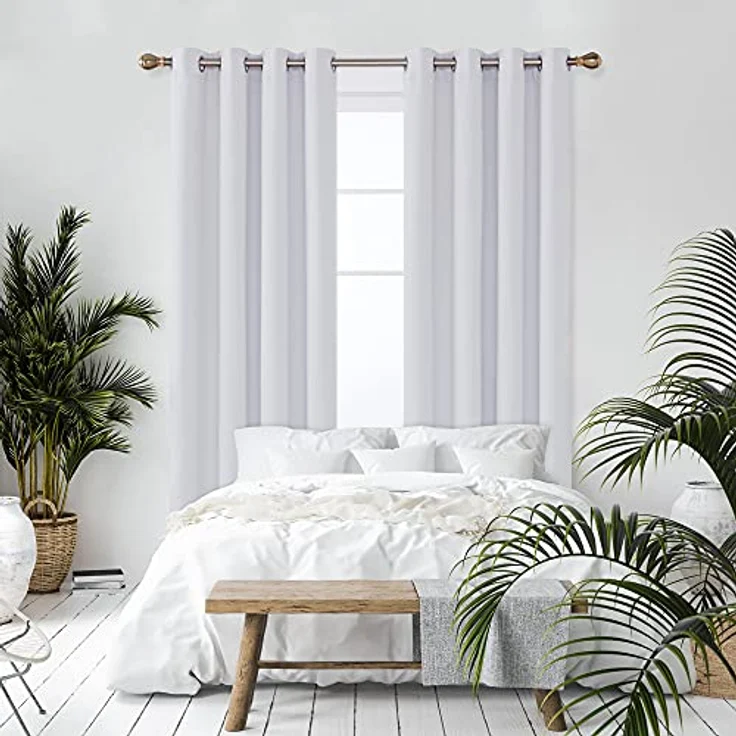Deconovo Gardinen Verdunkelnd Thermovorhang Hitzeschutz Curtain Silber Grau | 2er Set, H200 x B140 cm, Vorhang mit Ösen, lichthemmend, Wärmeisolierend und gut passend für moderne Wohn- und Schlafzimmer – Bild 6