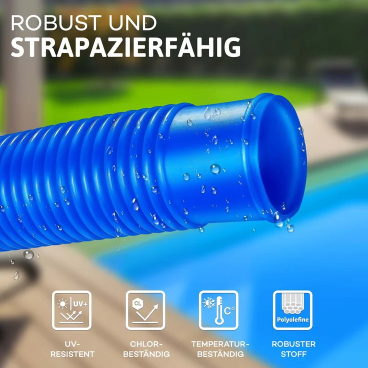 tillvex Poolschlauch Made in Germany | Schwimmbadschlauch mit Muffen | Solarschlauch für Pool und Schwimmbecken | Saugschlauch | Pumpenschlauch | flexibler Wasserschlauch (Blau, 25m / 32mm) – Bild 4