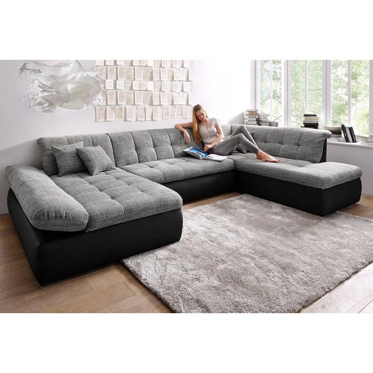 DOMO collection Wohnlandschaft Moric U-Form auch in Cord, im XXL-Format, wahlweise mit Bettfunktion und Armlehnenverstellung – Bild 1