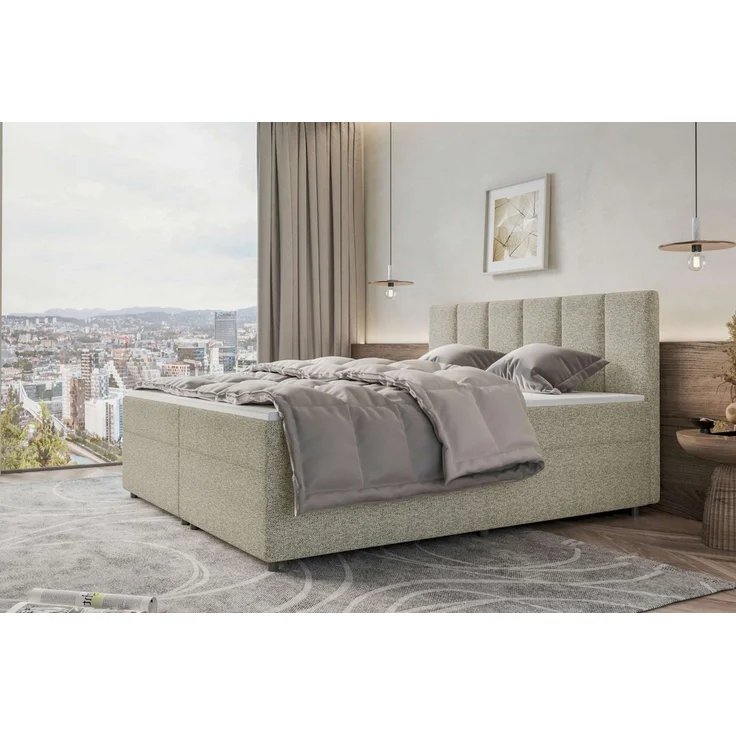 99rooms Boxspringbett Bergamo (Schlafzimmerbett, Bett), 140/160/180/200x200 cm, in Webstoff MALMO_NEW – Bild 4