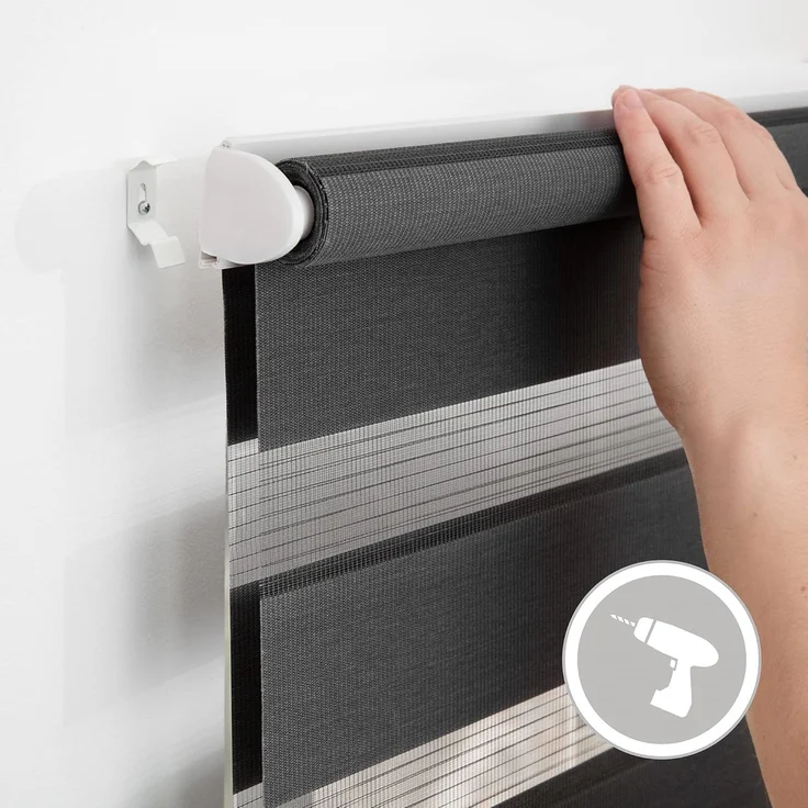 Lichtblick Sonnenschutzsysteme GmbH Doppelrollo Kopenhagen 70 cm x 220 cm (BxL) Anthrazit modernes Duo Rollo; Klemm- und schraubbar; Lichtdurchlässig und blickdicht – Bild 6