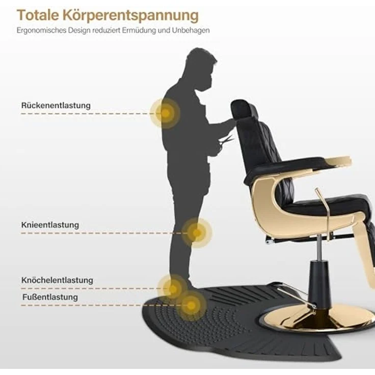 BarberPub Anti-Ermüdungsmatte für Friseure, Ergonomische Bodenmatte Friseurmatte für Barbershop Salon, Friseurbedarf 102X152 CM Halbkreis 2,5 CM dicke, M123 (Schwarz) – Bild 6