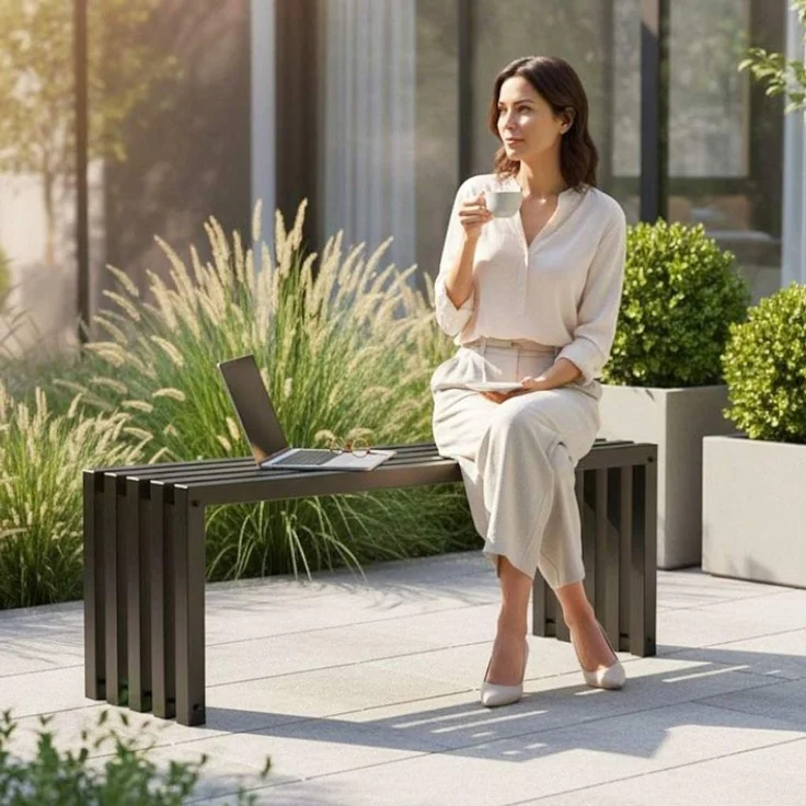 DanDiBo Gartenbank Metall Massiv Wetterfest Schwarz 120 cm Sitzbank Modern 96245 Ida Parkbank Eisen – Bild 3