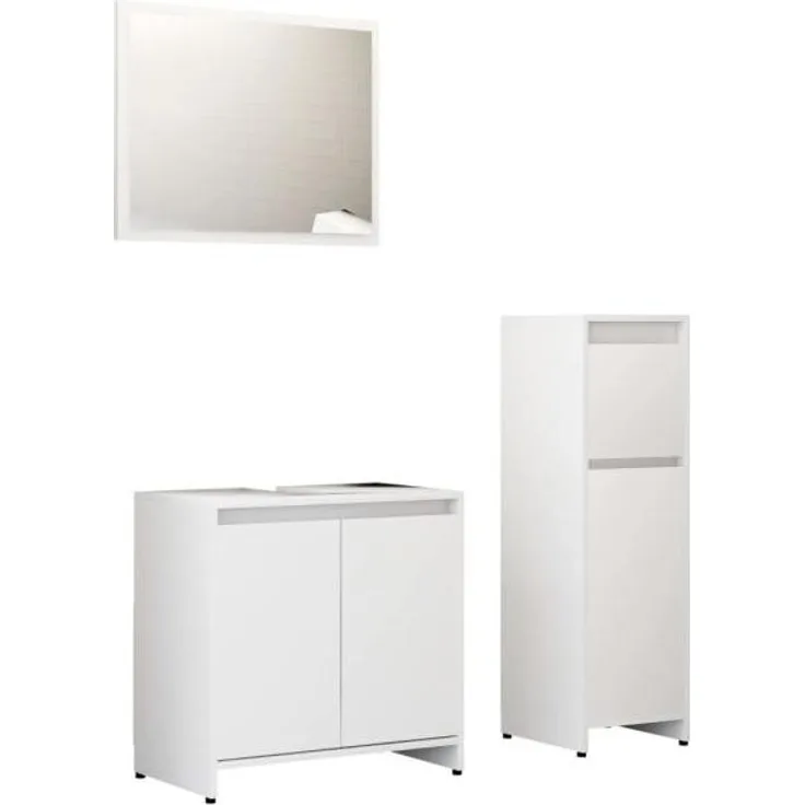 vidaXL 3-tlg. Badmöbel-Set Weiß Spanplatte [3056925]